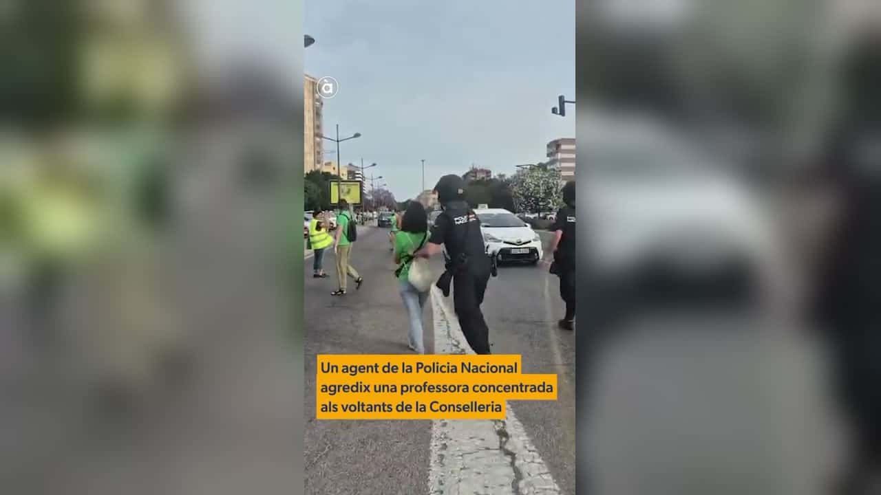 В Валенсии полицейский толкнул участницу протеста учителей – она сломала нос