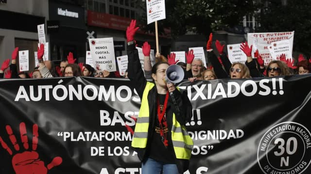 Архивное фото акции протеста в Овьедо, организованной Платформой за достоинство самозанятых